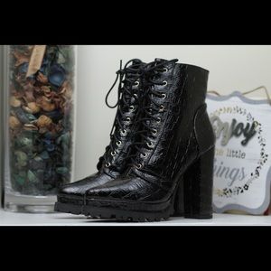 Black Croc Booties